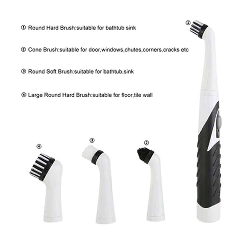 Bathroom Electric Brush Shoe Brush Cleaning Tool Gaps Corner Cleaning Wireless Cleaning Brush with 4Pcs Brush Heads