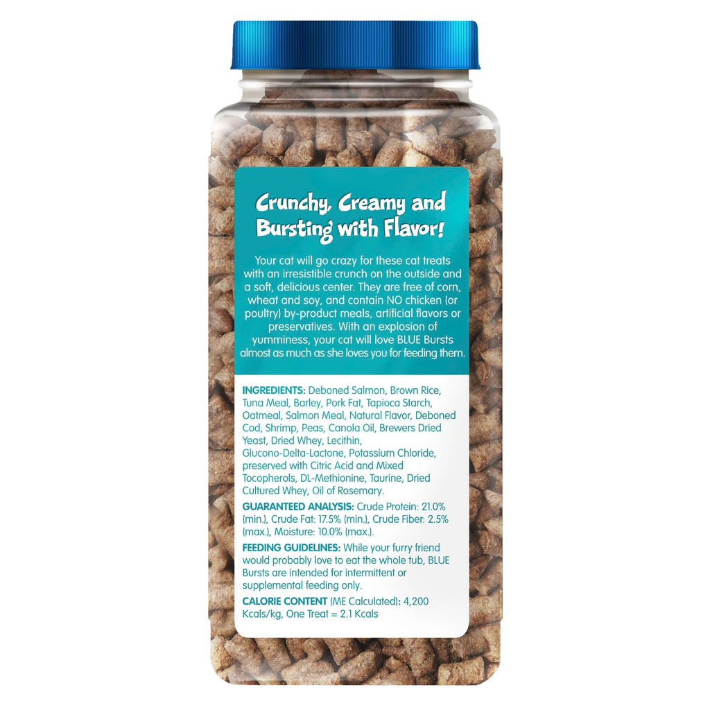 Bursts Crunchy & Creamy Cat Treats for Training - Savory Seafood Flavor, 12-Ounce Tub