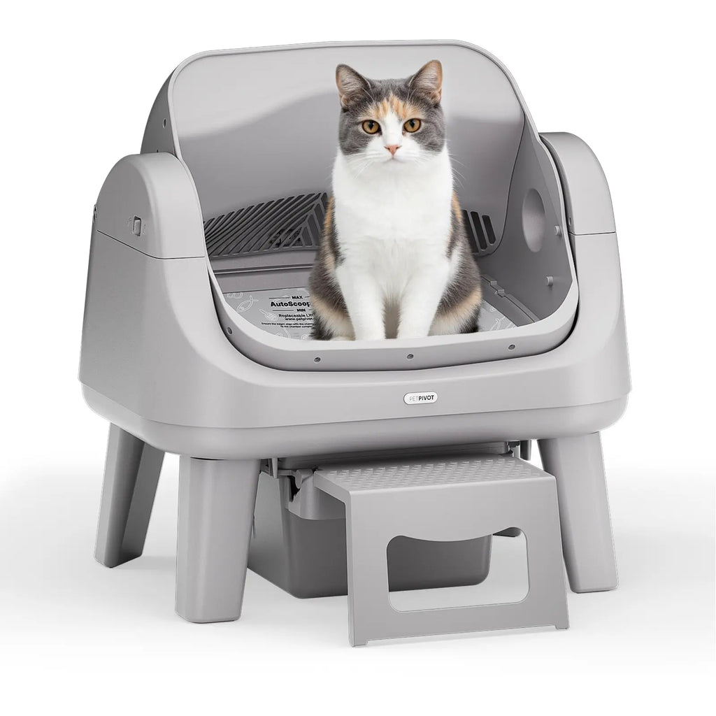 Petpivot Autoscooper 12 Lite Open Top Self Cleaning Cat Litter Box, Automatic Litter Box with 7 Pairs of Safety Sensors, Anti-Pinch Protection, Easy Access Step for Senior Cats Summervibes Petlovers