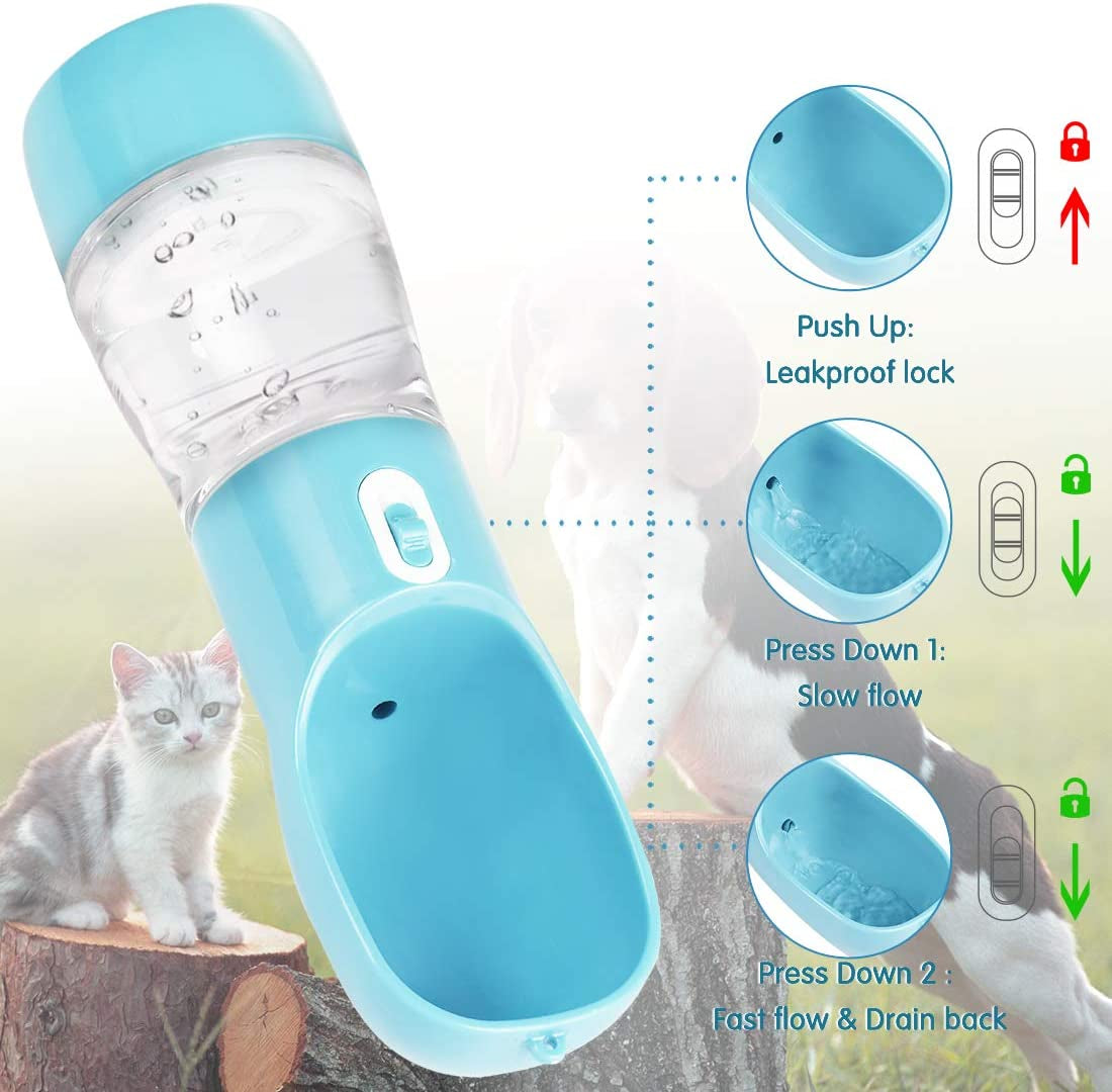 Dog Water Bottles for Walking, Travel Pet Water Bottle with Pouch for Dogs, Portable Dog Water Bottles Dispenser for Hiking Outdoor Activities (Pink with Holder Bag)